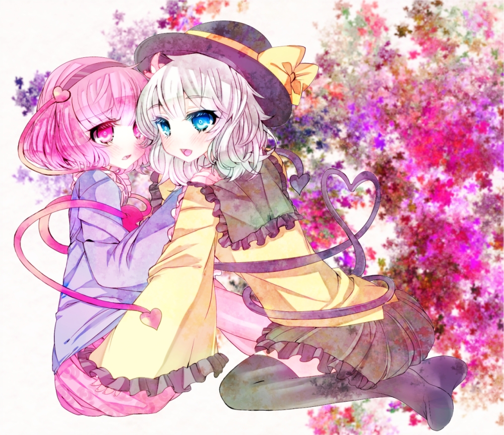 bad_id, black_legwear, black_thighhighs, blue_eyes, blush, hand_on_shoulder, hat, hatt