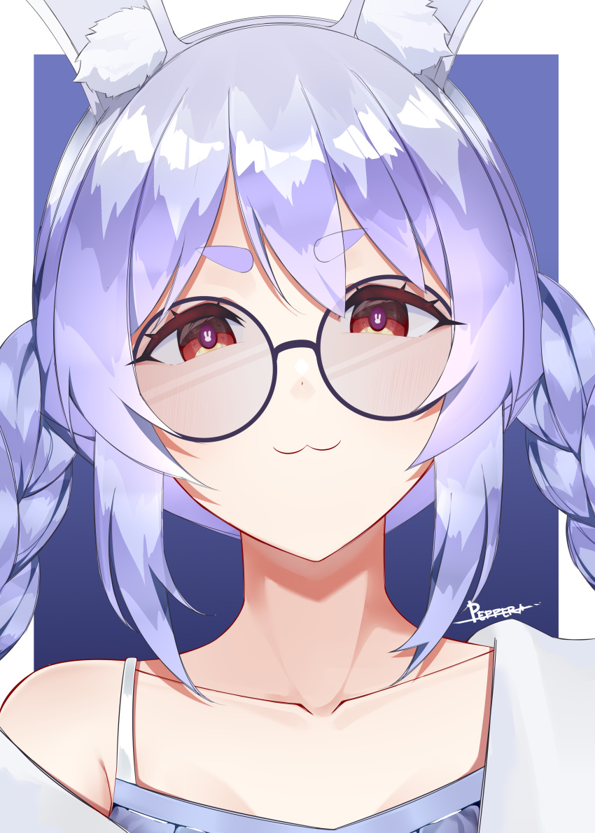 1girl, absurdres, animal_ear_fluff, animal_ears, artist_name, blue_hair, braid, closed_mouth