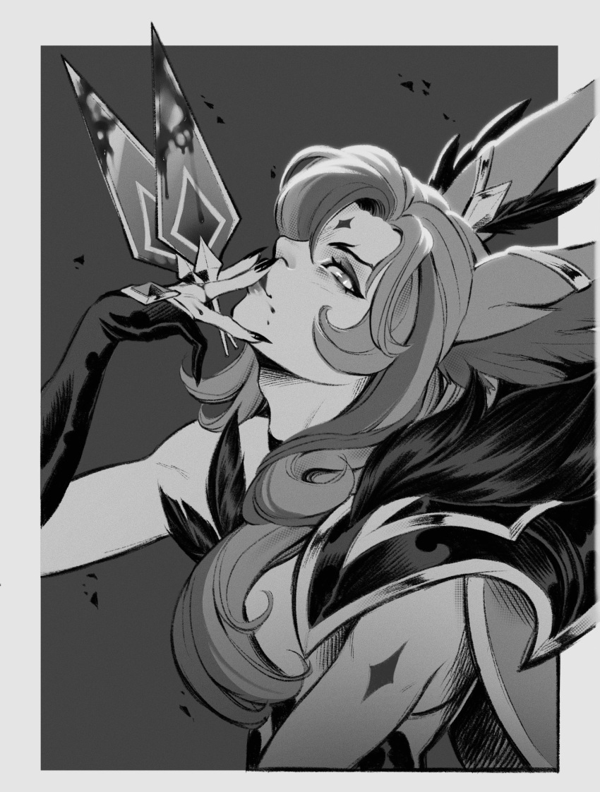 1girl, animal_ears, arm_tattoo, blood, blush, cape, detached_sleeves, fingernails