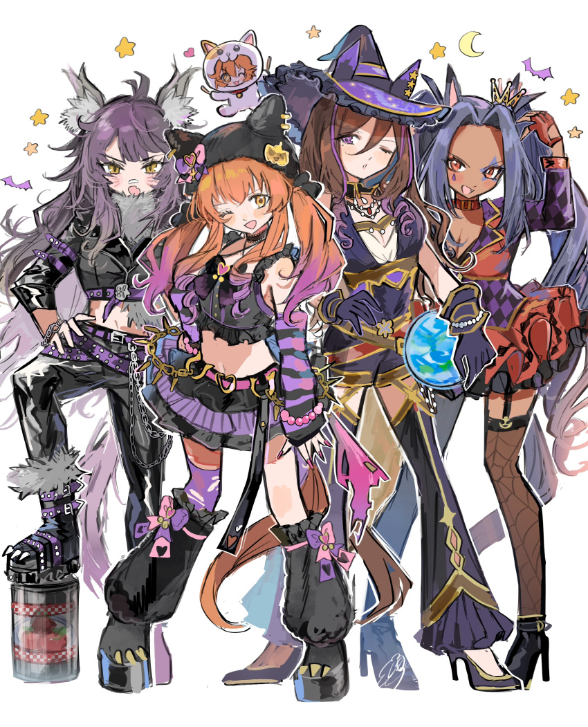 5girls, :d, :o, ;d, absurdres, animal_costume, animal_ears, bandaid