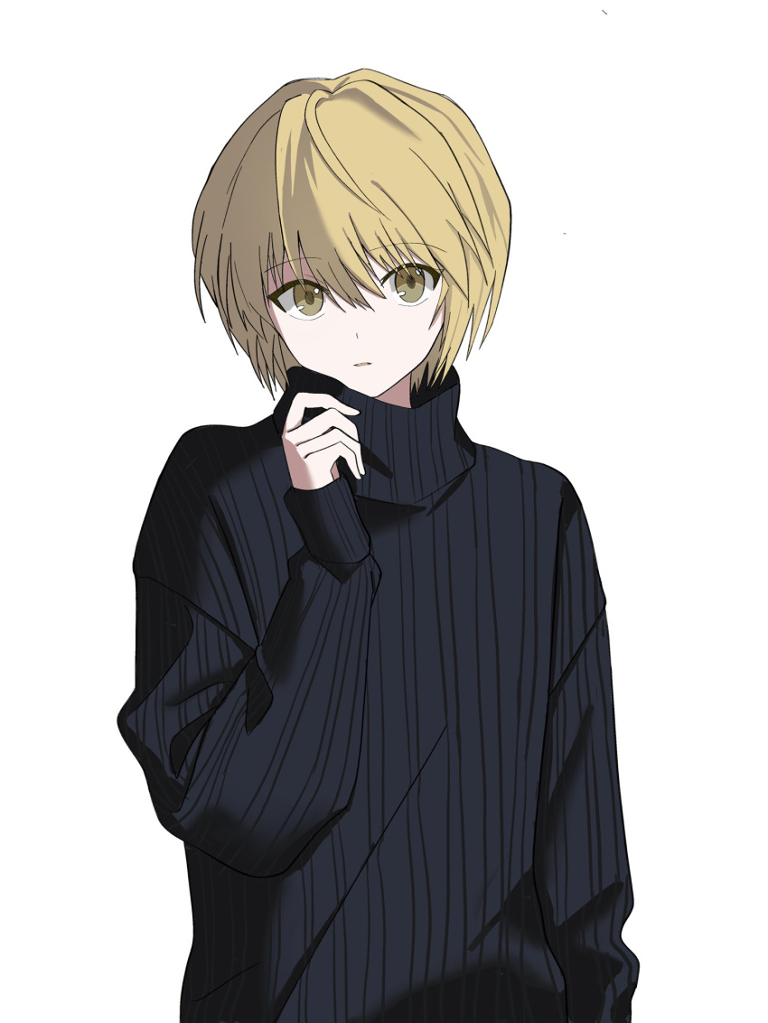 1boy, bigrabbitcookie, black_sweater, blonde_hair, grey_background, highres, hunter_x_hunter, kurapika