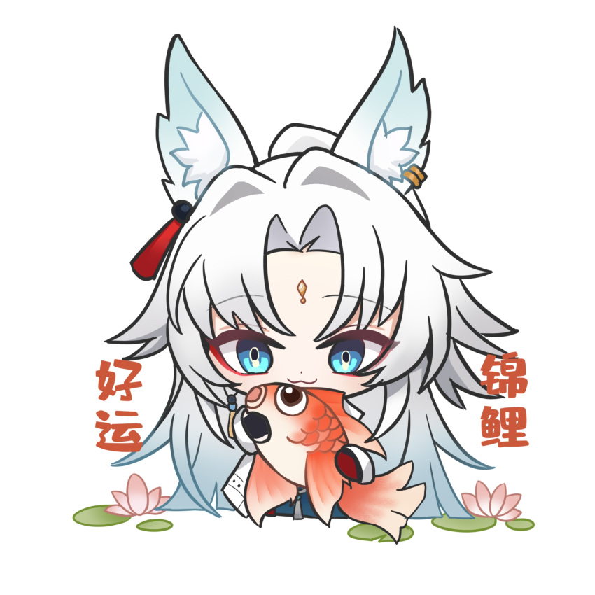 1girl, :3, animal, animal_ear_fluff, animal_ears, black_gloves, blue_eyes, chibi
