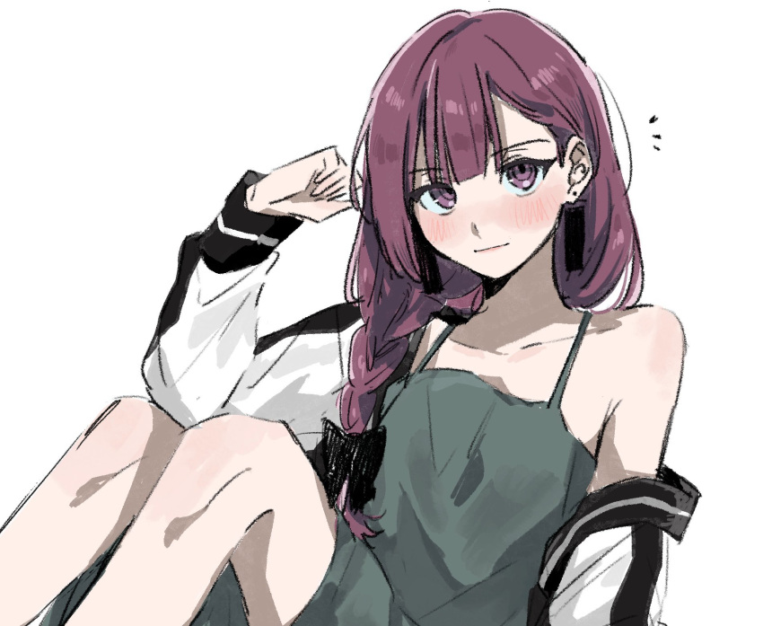 1girl, armpit_crease, bare_shoulders, black_bow, black_eyeliner, blunt_bangs, blush, bocchi_the_rock!
