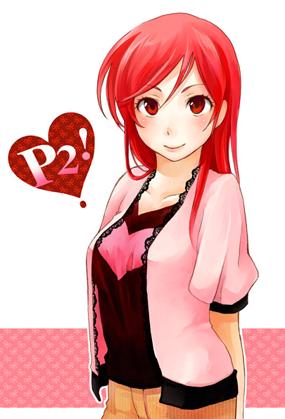 heart, irieria, long_hair, p2!_let's_play_pingpong, p2!_let's_play_pingpong, red_eyes, red_hair, redhead, smile, solo