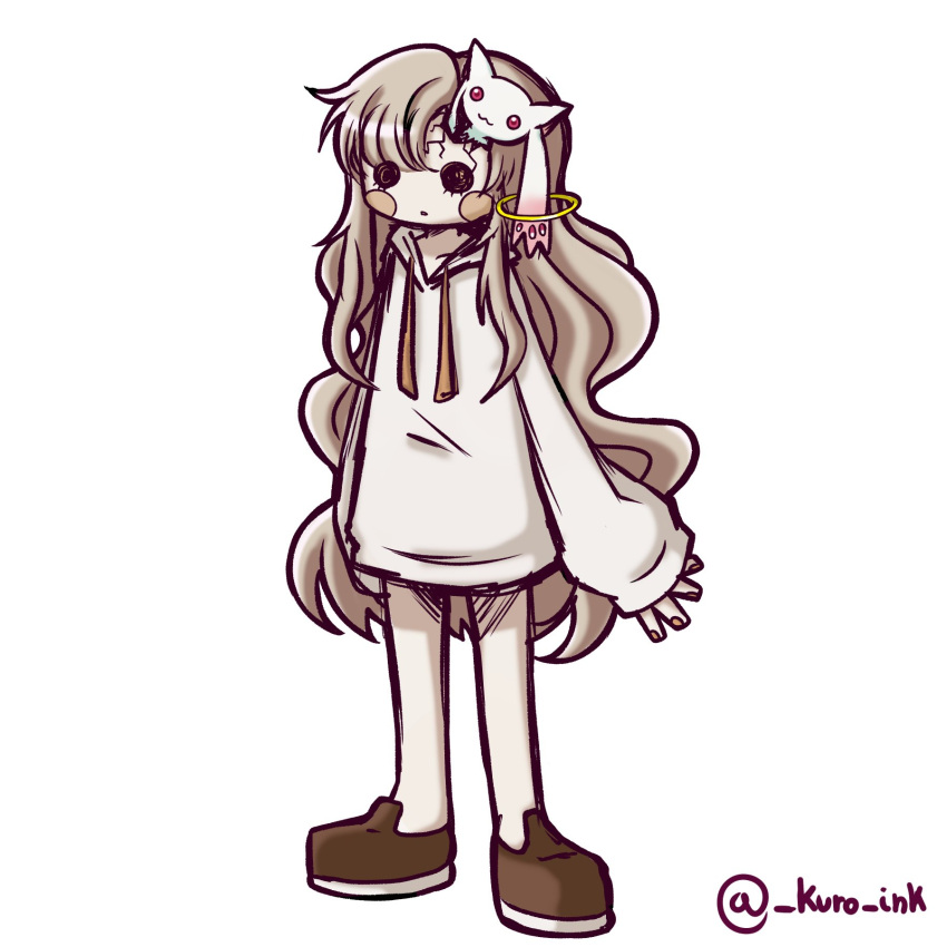 1girl, black_eyes, crack, cracked_skin, doll, full_body, highres, hood