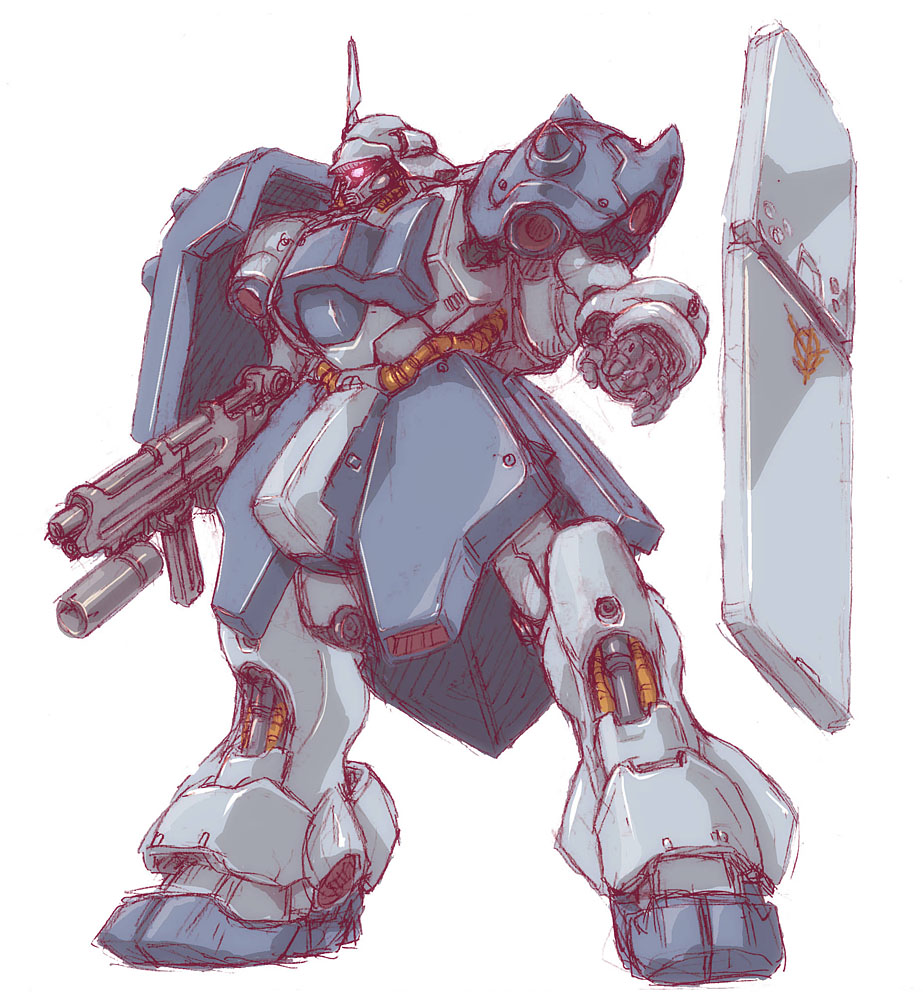 beam_rifle, char's_counterattack, color_variation, commentary_request, derivative_work, energy_gun, geara_doga, geara_doga_(rezin_schnyder_custom)