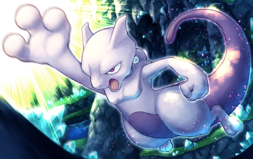 colored_skin, crystal, floating, full_body, legs, magushi, mewtwo, no_humans