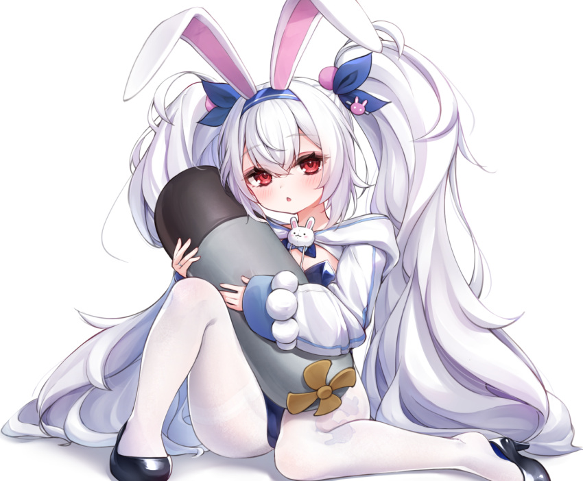 1girl, alternate_costume, animal_ears, azur_lane, blush, breasts, fake_animal_ears, grey_hair