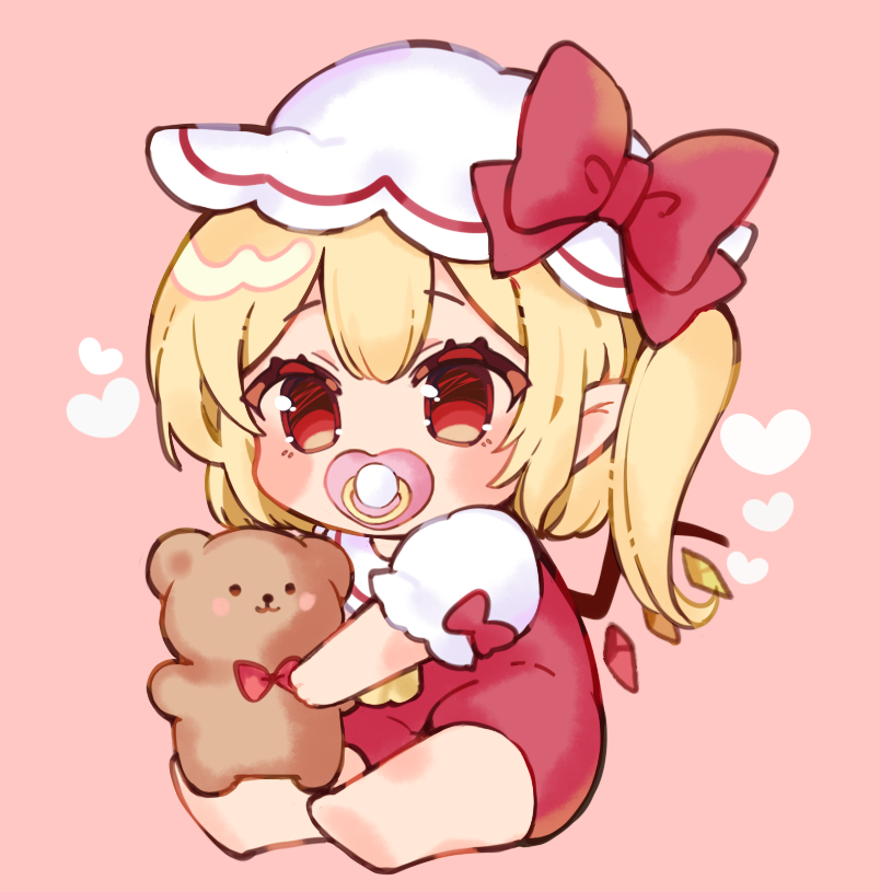 1girl, adapted_costume, aged_down, baby, blonde_hair, blush, bow, commentary_request