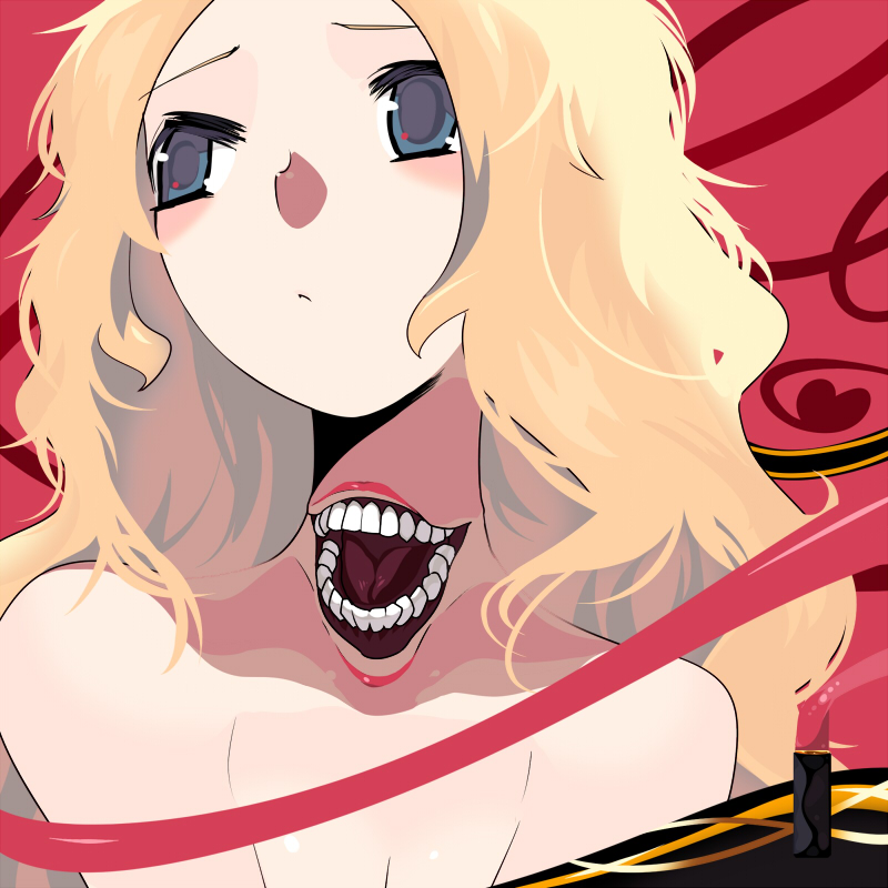 blue_eyes, chiba_tsuru, commentary, extra_mouth, face, lips, lipstick_tube, monster_girl