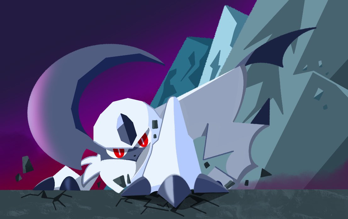 absol, animal_focus, black_horns, claws, horns, iltuki, looking_at_viewer, neck_fur
