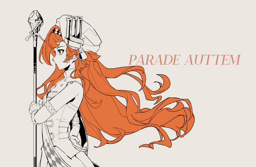 1girl, absurdres, arm_behind_back, bare_shoulders, beret, checkered_hairband, dress, eden_(shengaoneng)
