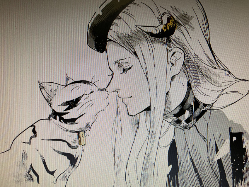 1boy, absurdres, animal, beret, cat, closed_eyes, commentary_request, eyelashes