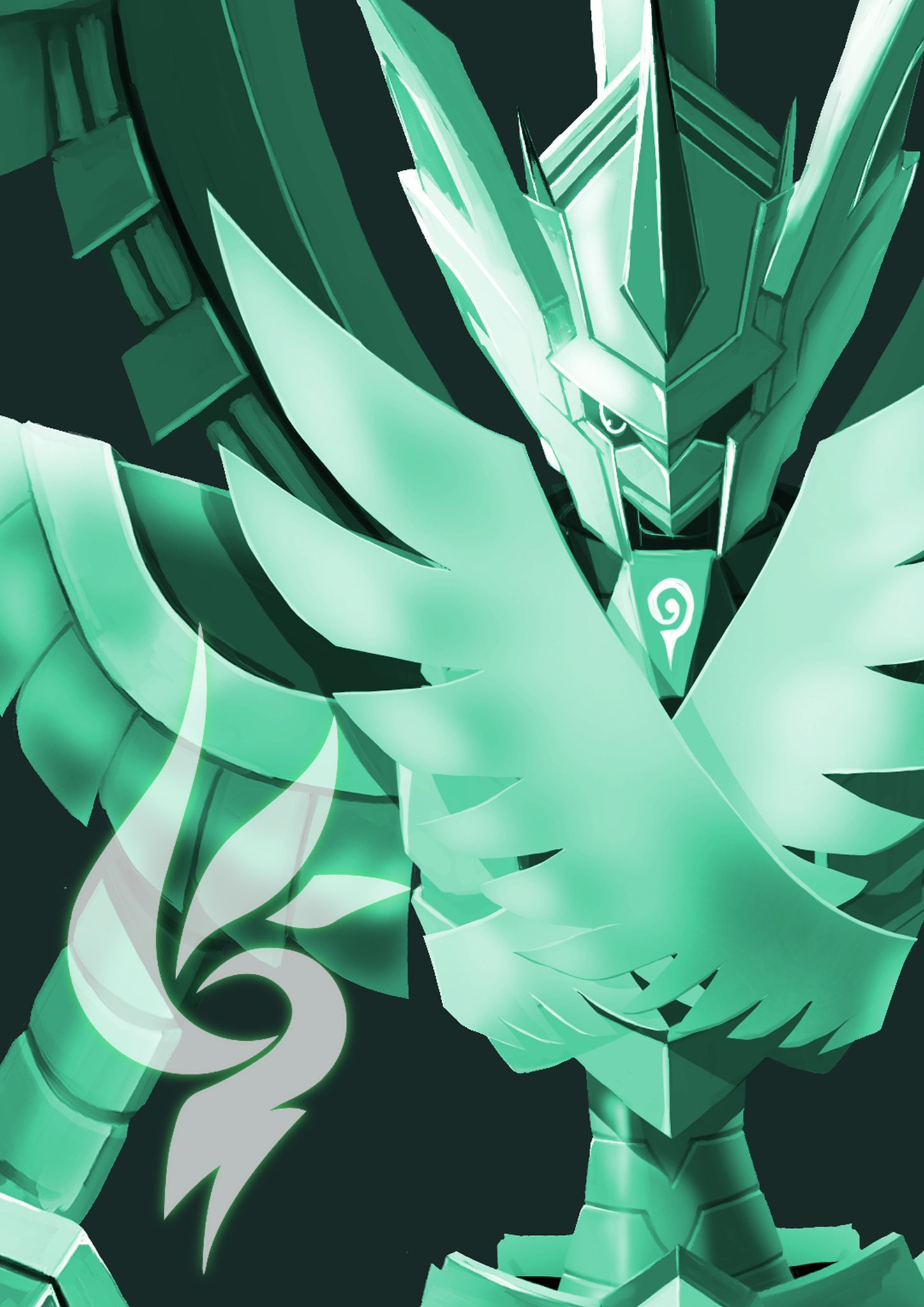 bird, dark_background, digimon, digimon_card_game, digimon_liberator, dragon, green_background, green_theme