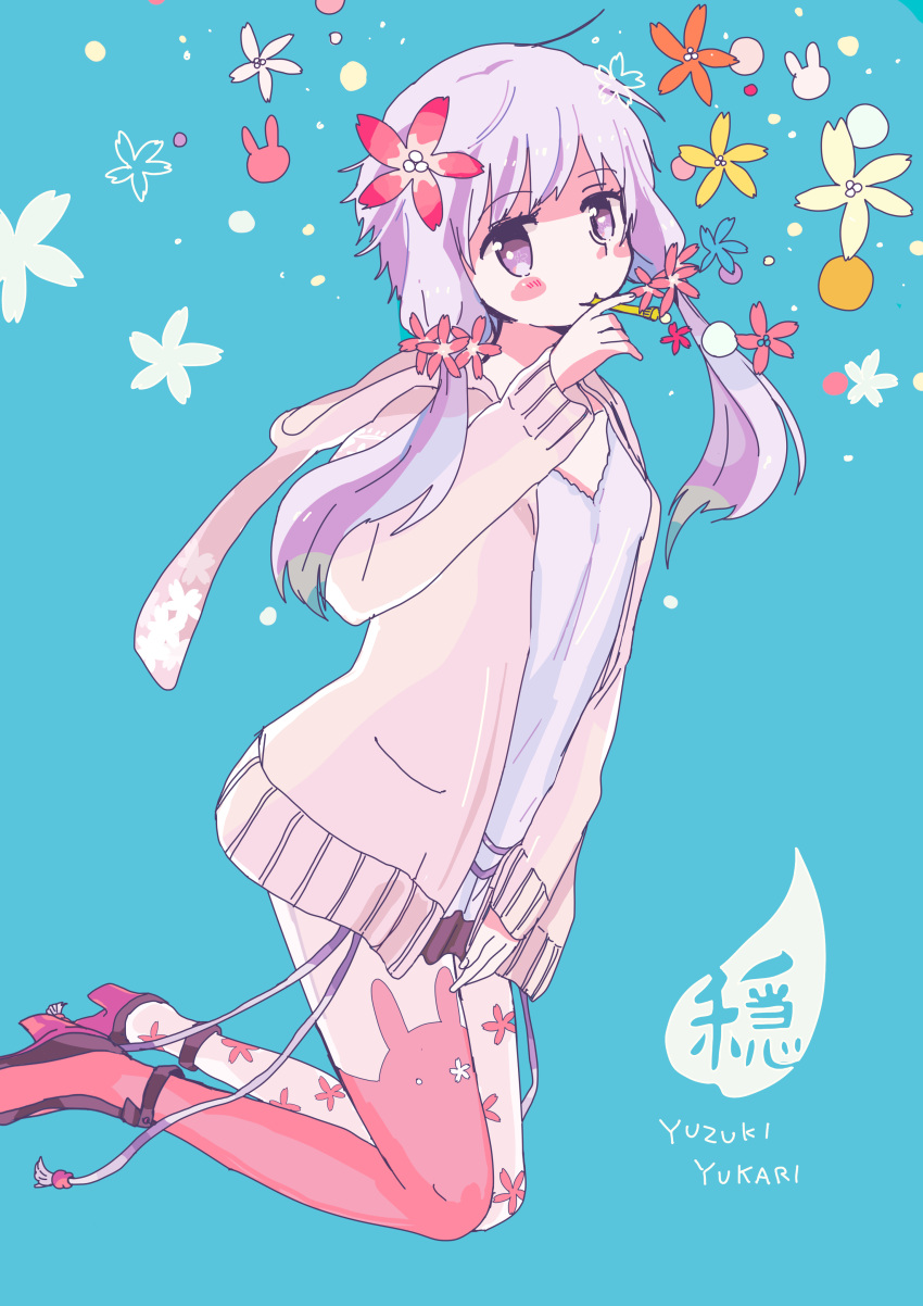 1girl, absurdres, animal_hood, asymmetrical_legwear, blowing_bubbles, blue_background, blush_stickers, bubble_wand