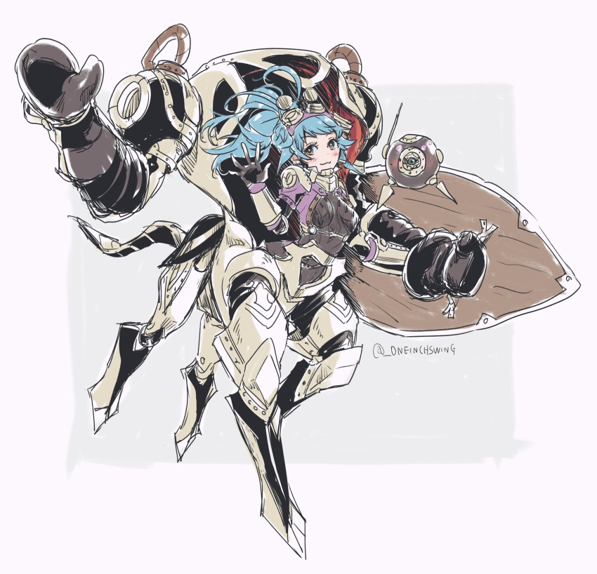 1girl, blue_hair, closed_mouth, fire_emblem, fire_emblem_heroes, goggles, goggles_on_head, highres