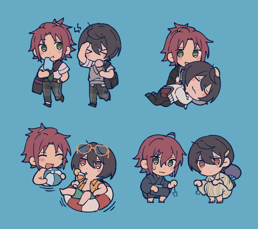 >_<, 2boys, :3, :t, bag, ball, beachball, black_bag