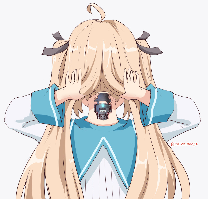 1girl, ahoge, android, atri, atri-my_dear_moments-, blue_sailor_collar, commentary_request, facing_away