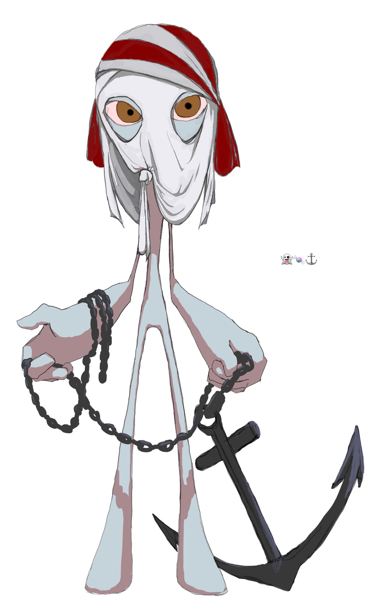 1other, 28_berakhah, anchor, anklet, blue_skin, brown_eyes, colored_sclera, colored_skin