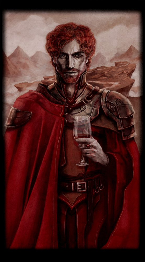 1boy, armor, asymmetrical_cape, asymmetrical_clothes, beard, belt_buckle, bleys_(the_chronicles_of_amber), buckle