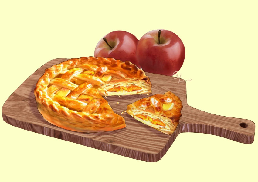 apple, apple_pie, food, food_focus, fruit, highres, no_humans, original