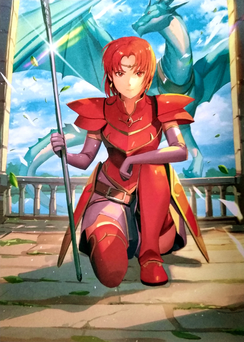 1girl, absurdres, aoji_(aoji-web), armor, circlet, dragon, fire_emblem, fire_emblem:_the_binding_blade
