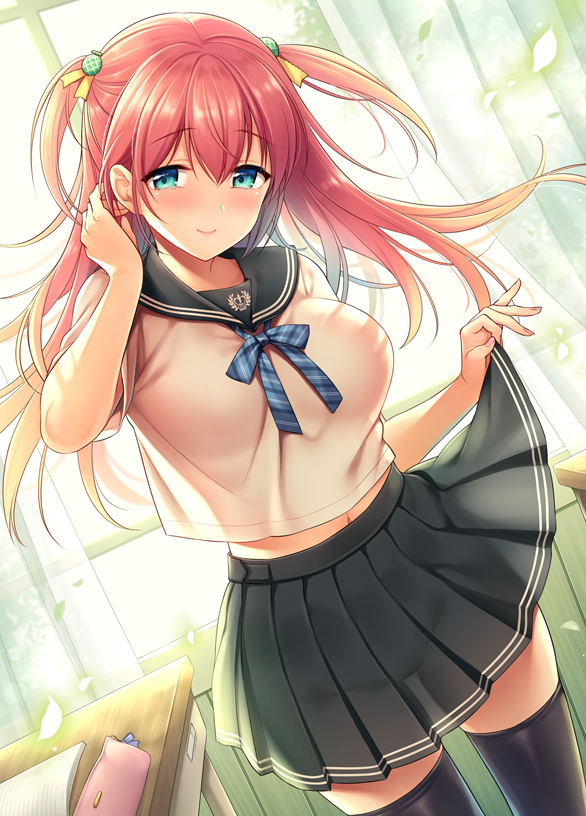 melonbooks, original, sasachin_(k+w), school_uniform, skirt, thigh-highs