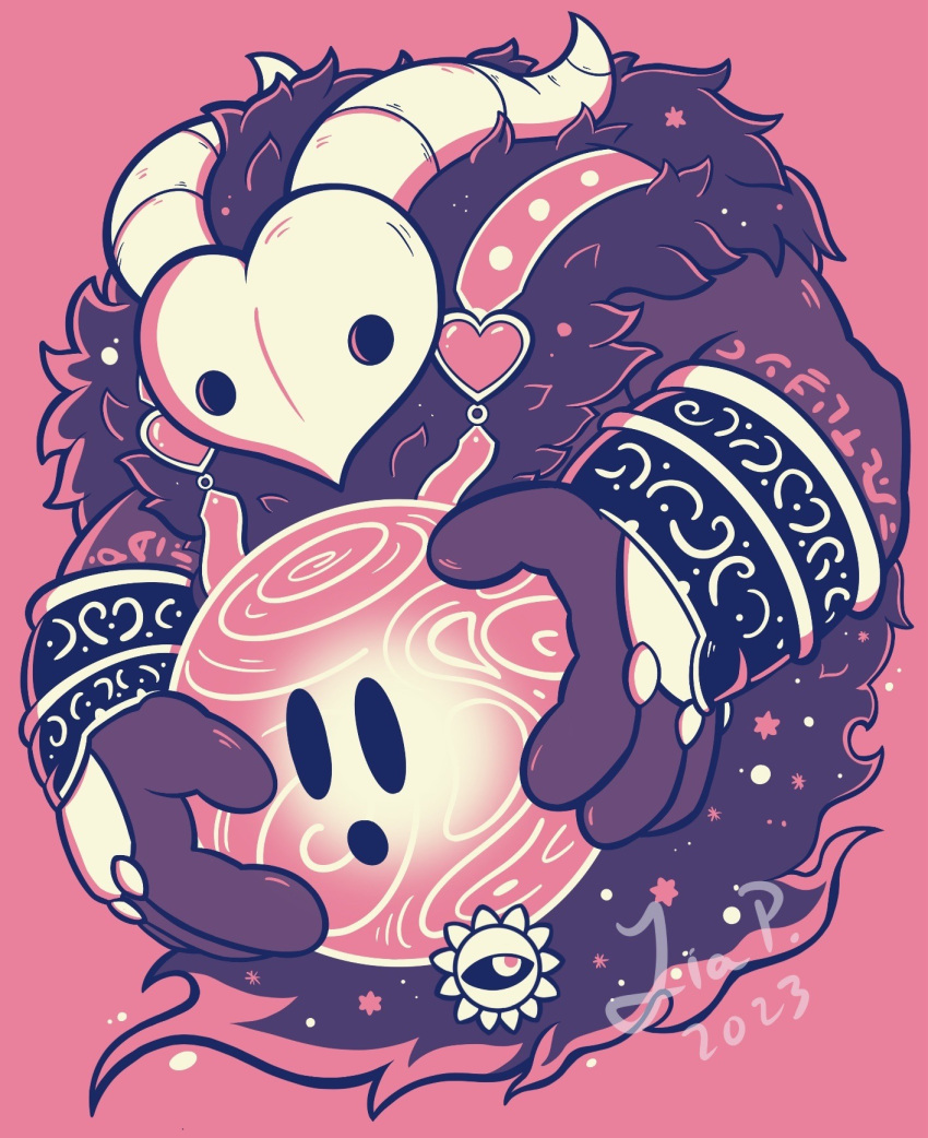 2023, cropped_torso, featherofmetis, heart, highres, holding, horns, kirby:_star_allies