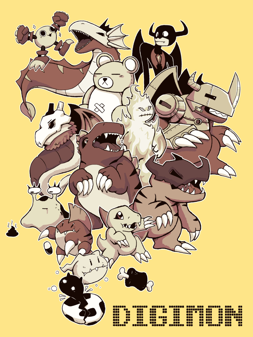 absurdres, agumon, airdramon, bear, beetalerry, betamon, botamon, devimon