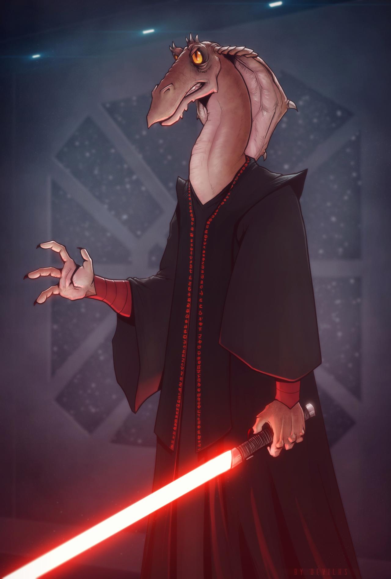 1boy, alien, artist_name, black_robe, colored_sclera, devilhs, energy_sword, highres