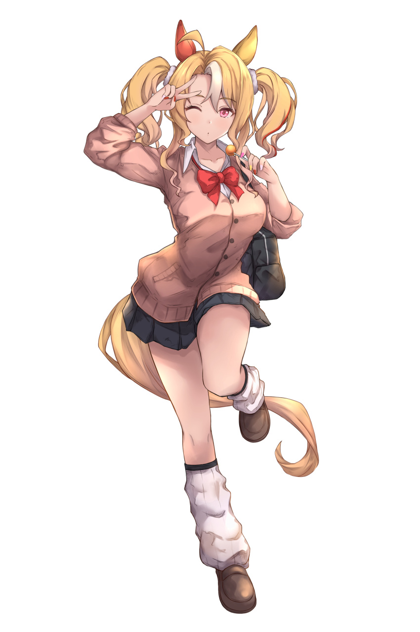 1girl, absurdres, ahoge, alternate_costume, animal_ears, blush, candy, commentary_request