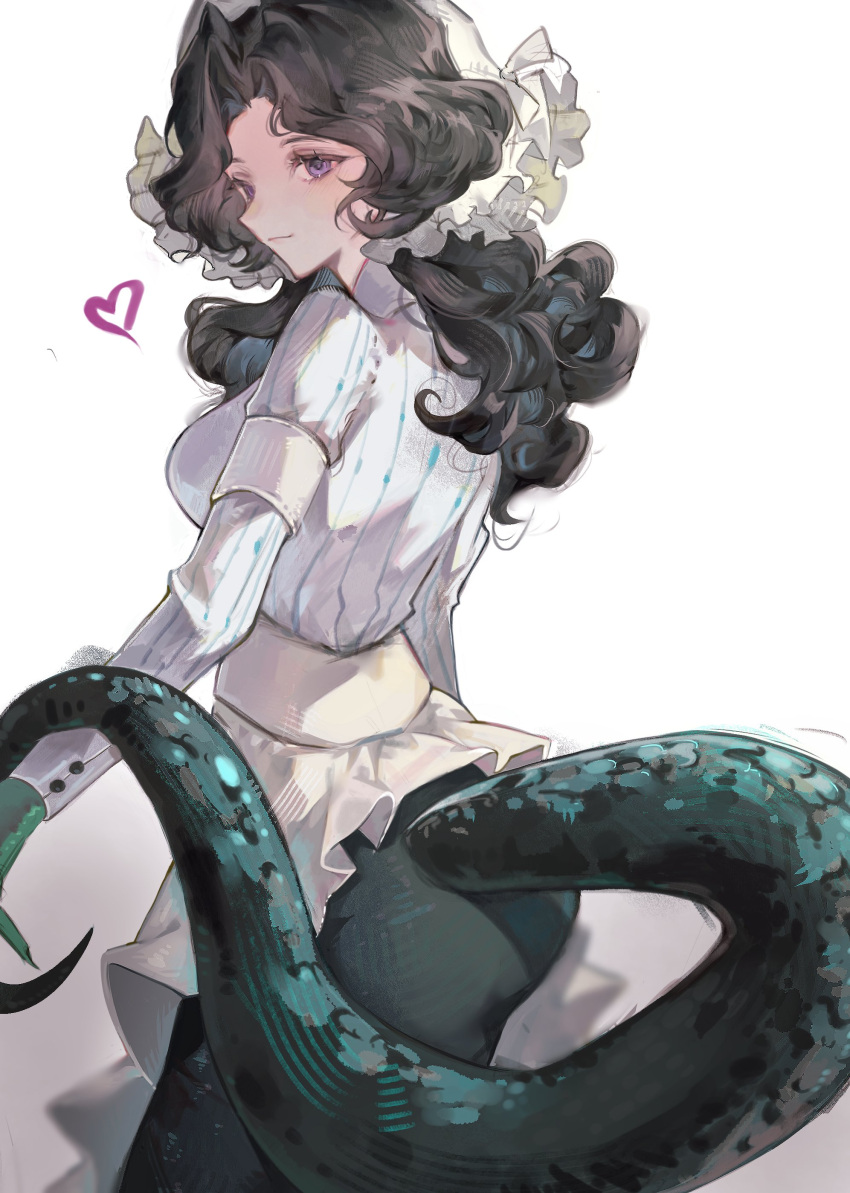 1girl, absurdres, anjo_nala, apron, black_hair, black_skirt, breasts, coif
