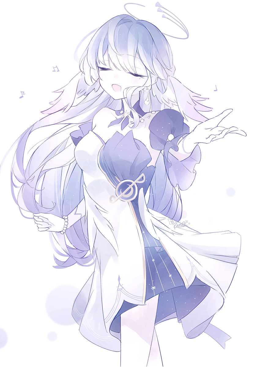 1girl, absurdres, bare_shoulders, bracelet, breasts, closed_eyes, collar, commentary_request