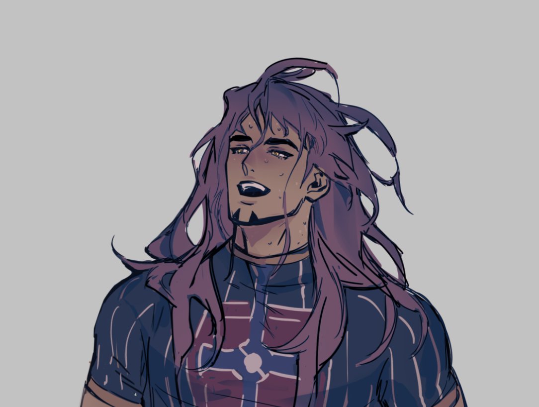 1boy, facial_hair, goatee, leon_(pokemon), long_hair, male_focus, messy_hair, multicolored_clothes