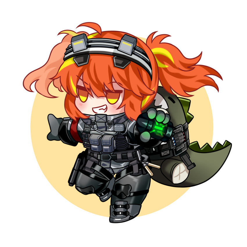 1girl, absurdres, alternate_costume, blush, camouflage, chelsea_(neural_cloud), chibi, commission