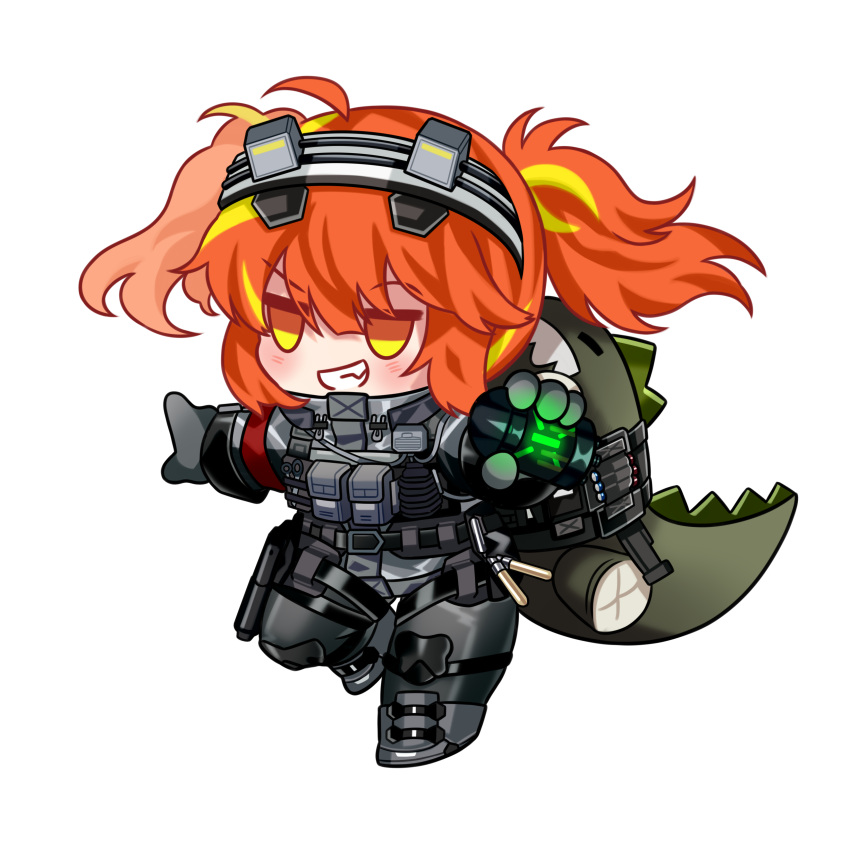 1girl, absurdres, alternate_costume, blush, camouflage, chelsea_(neural_cloud), chibi, commission