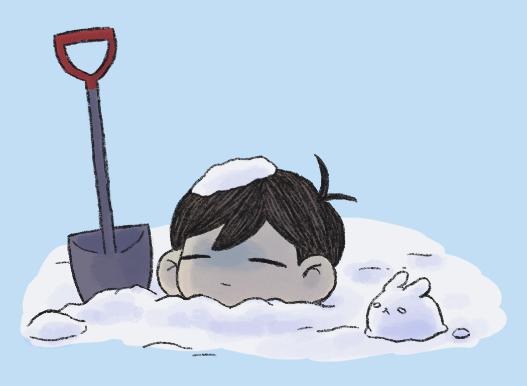 1boy, black_hair, closed_eyes, closed_mouth, colored_skin, expressionless, male_focus, omori