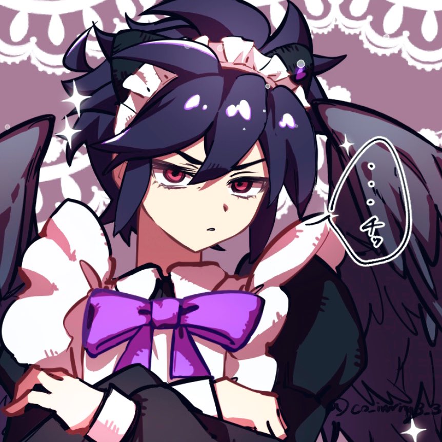 1boy, ahoge, androgynous, angel, annoyed, apron, closed_mouth, cropped