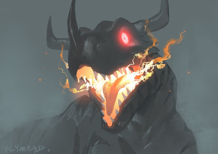 bly_mead, character_request, digimon, digimon_(creature), fire, glowing, glowing_eyes, highres