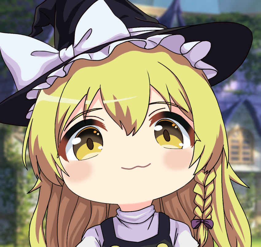 1girl, :3, arched_bangs, black_vest, braid, braided_sidelock, buttons, chinese_commentary