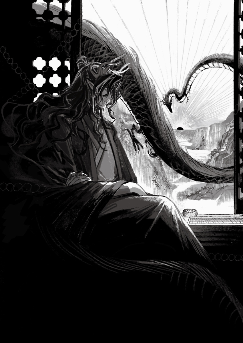 1boy, absurdres, arknights, chinese_commentary, chui_(smccc1102813), closed_mouth, commentary_request, dragon