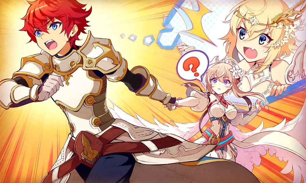 1boy, 2girls, ?, ahoge, angel_wings, armor, belt, black_gloves