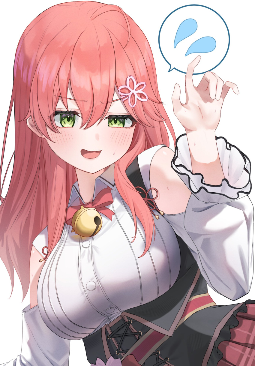 1girl, absurdres, ahoge, bell, blush, bodice, bow, bowtie