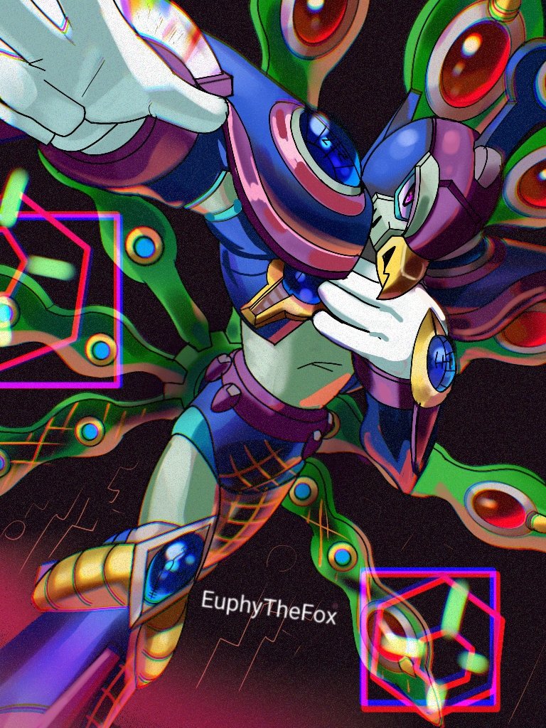 armor, artist_name, beak, cyber_peacock_(mega_man), euphythefox, mega_man_(series), mega_man_x4, mega_man_x_(series)