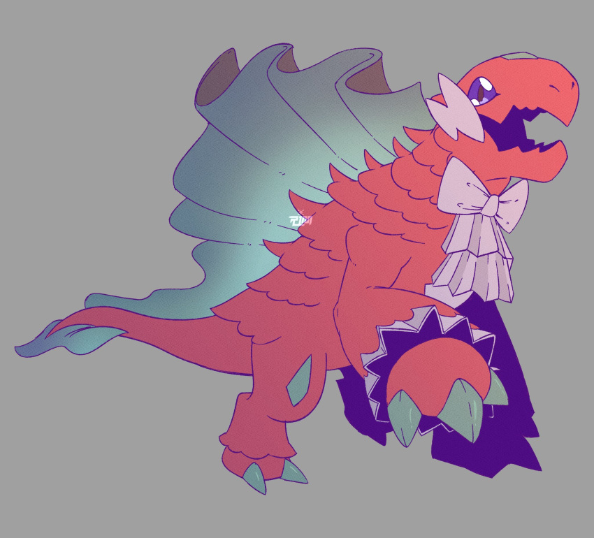 all_fours, blue_eyes, digimon, digimon_(creature), dimetromon, fins, full_body, highres
