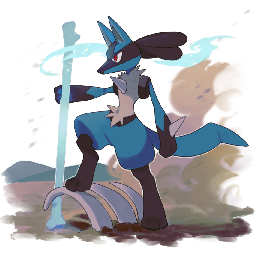 1other, black_fur, black_hair, blue_fur, bone, full_body, furry, highres