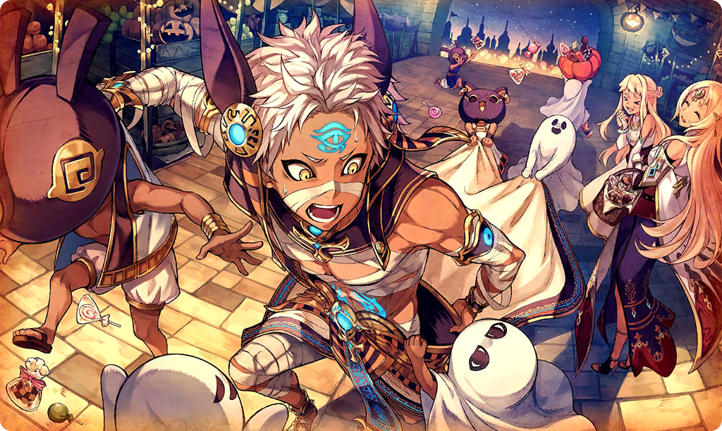 1boy, 2girls, 6+others, ^_^, animal_ears, anubis_(mythology), anubis_(mythology)_(cosplay), bucket