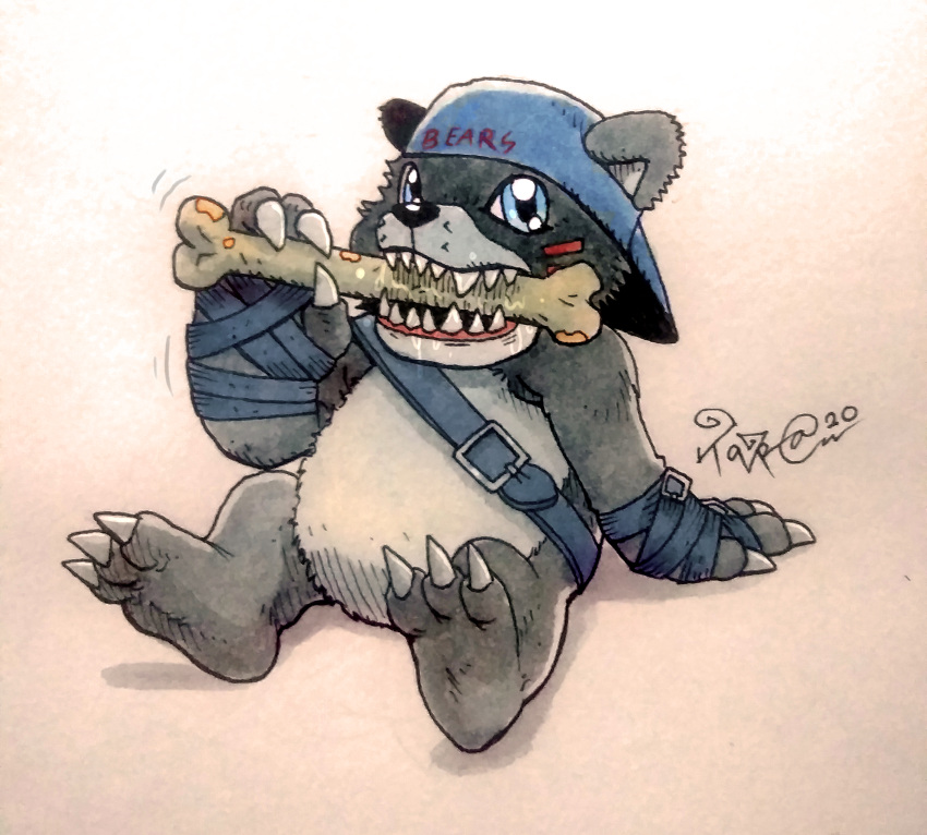 absurdres, arm_belt, arm_wrap, backwards_hat, baseball_cap, bear_boy, bearmon, belt