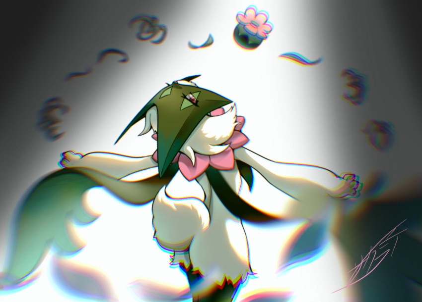 1other, animal_nose, arms_up, artist_name, ass, body_fur, chromatic_aberration, commentary
