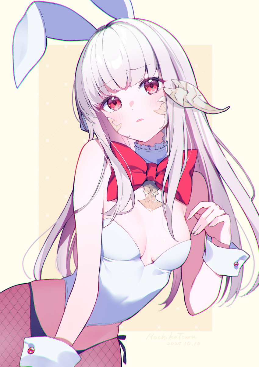 1girl, animal_ears, au_ra, bow, bowtie, breasts, fake_animal_ears, final_fantasy